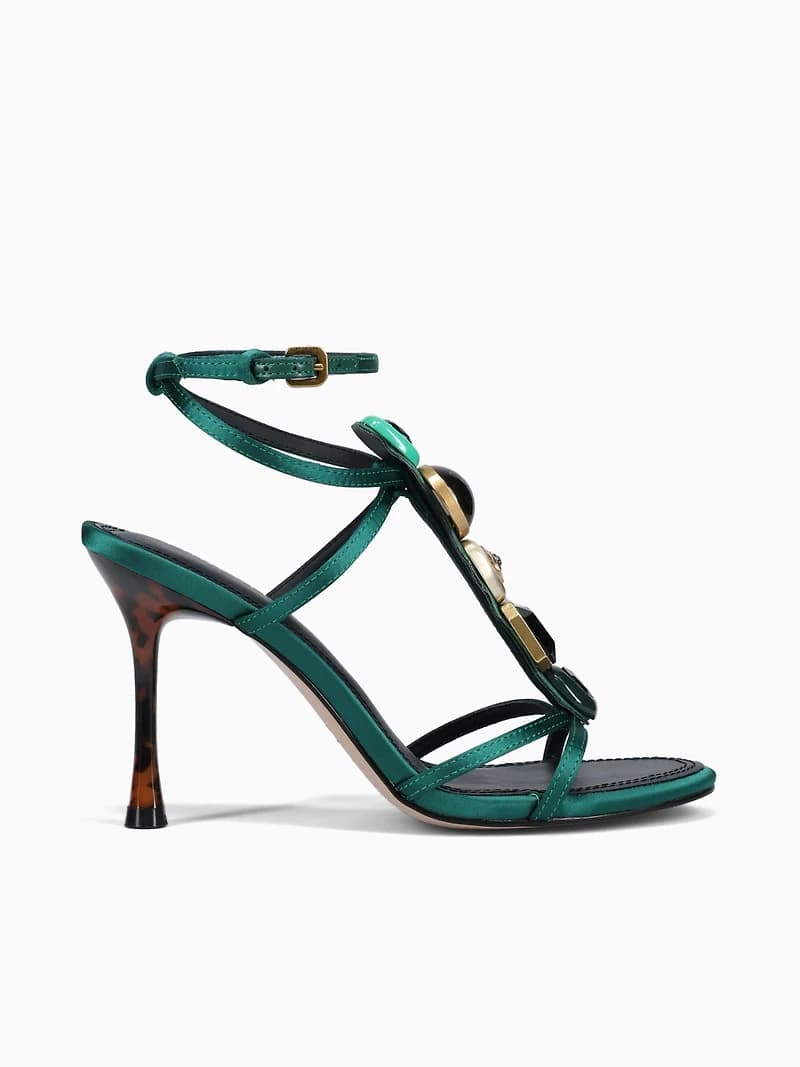 Loulou Sandal Green Combo Satin