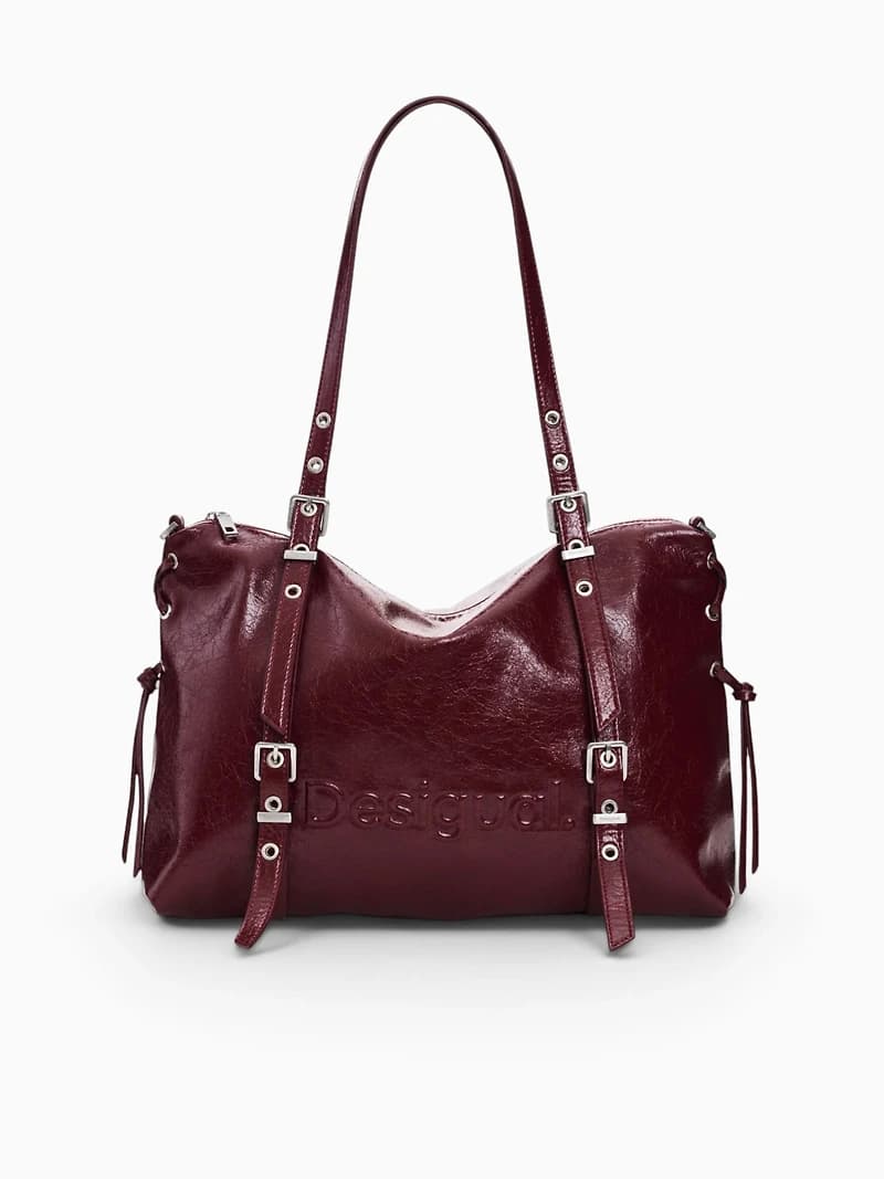 Half Logo Lanuza Tote Burghundy