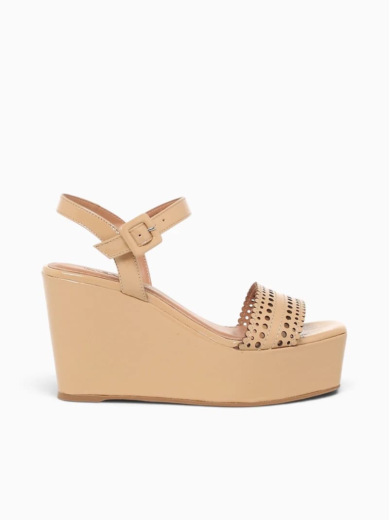 Frances Light Tan Crinkle Patent Leather
