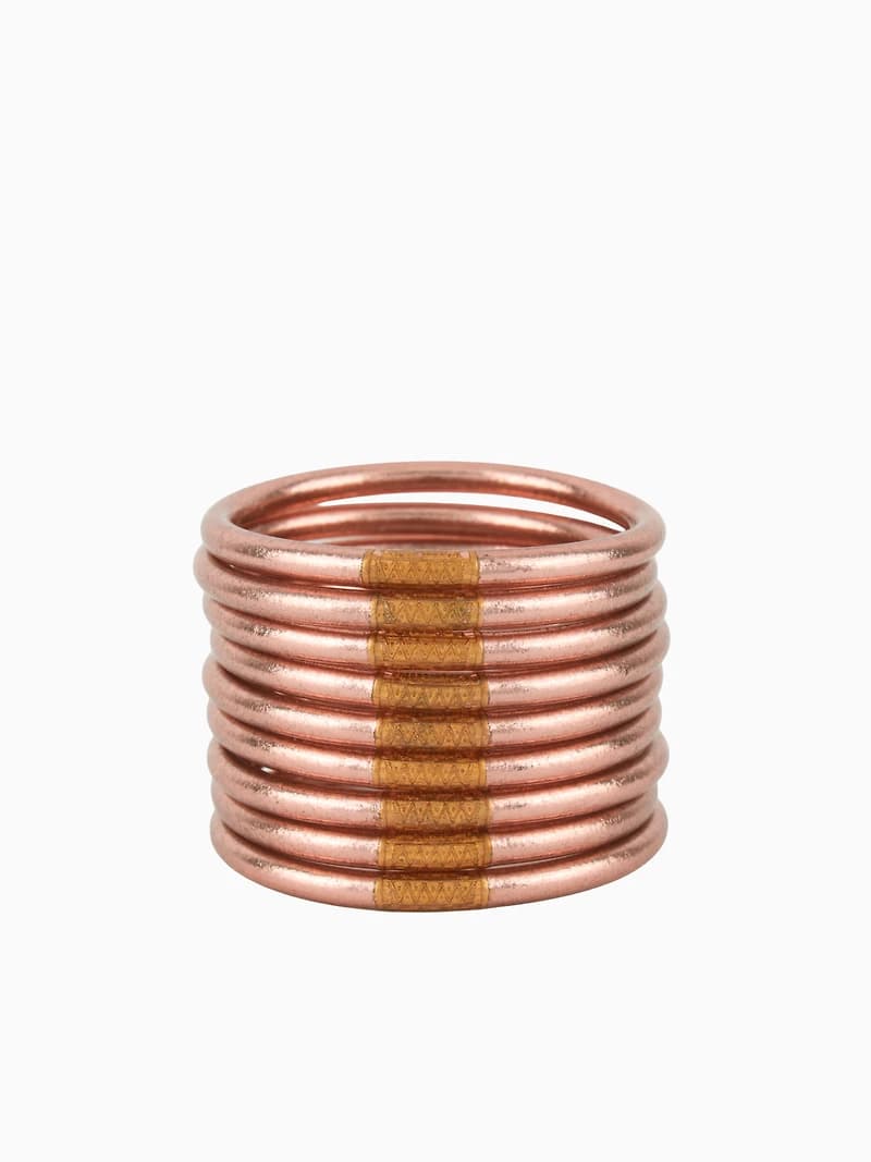 Rose Gold All Weather Bangles (Set of 9) - Serenity Prayer